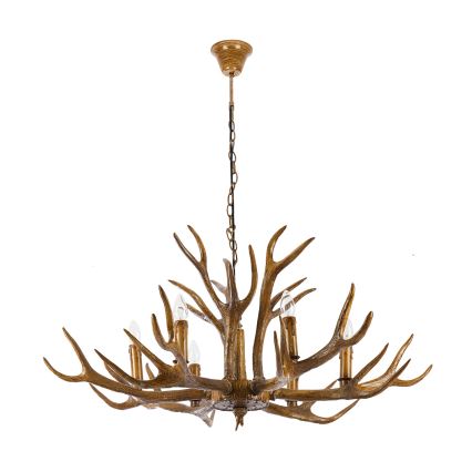 Brilagi - Candelabru cu lanț DEER, 6xE14/10W/230V, Ø 102 cm, cu coarne