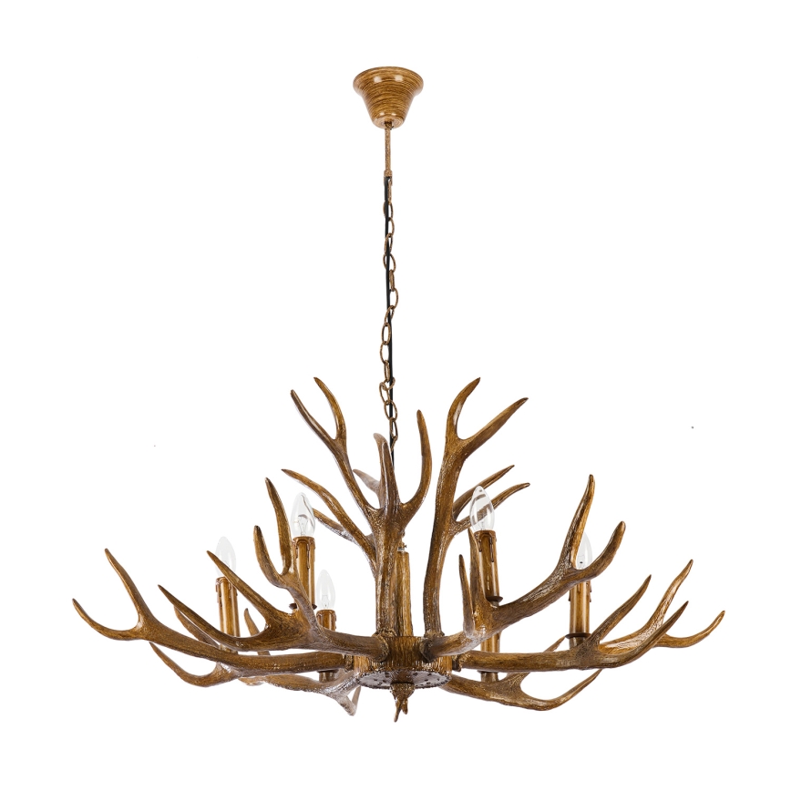 Brilagi - Candelabru cu lanț DEER, 6xE14/10W/230V, Ø 102 cm, cu coarne
