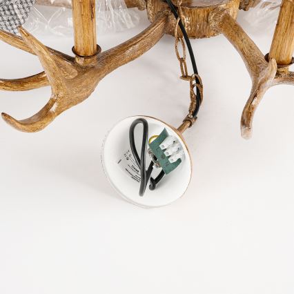 Brilagi - Candelabru cu lanț DEER, 6xE14/10W/230V, Ø 102 cm, cu coarne