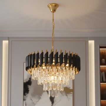 Brilagi - Candelabru cu lanț ECLIPSE 7xE14/10W/230V Ø 48 cm negru/auriu