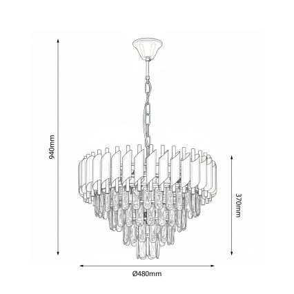 Brilagi - Candelabru cu lanț ECLIPSE 7xE14/10W/230V Ø 48 cm negru/auriu