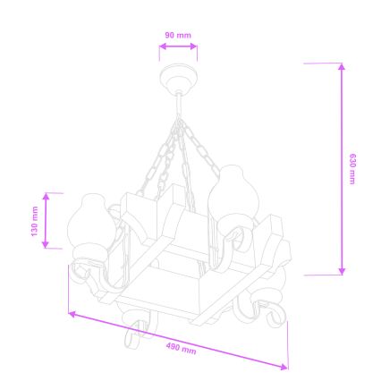 Brilagi - Candelabru cu lanț QUEEN 4xE14/40W/230V fag/crem