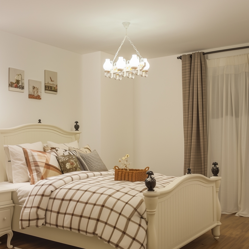 Brilagi - Candelabru cu lanț QUEEN 6xE14/40W/230V fag/crem