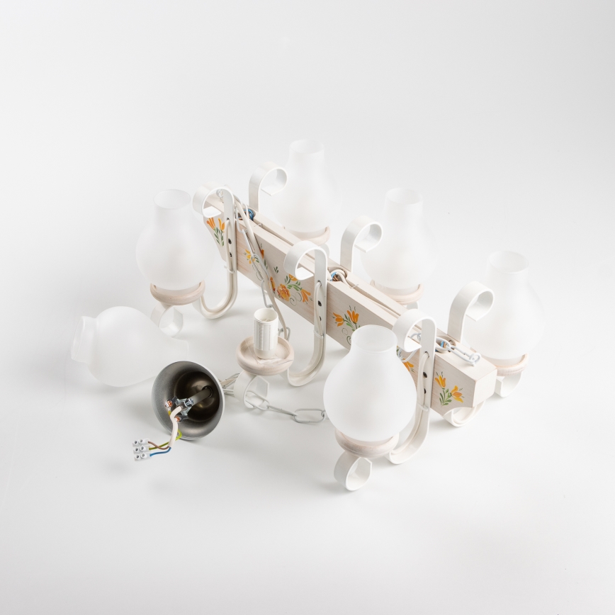 Brilagi - Candelabru cu lanț QUEEN 6xE14/40W/230V fag/crem