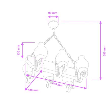 Brilagi - Candelabru cu lanț QUEEN 6xE14/40W/230V fag/crem
