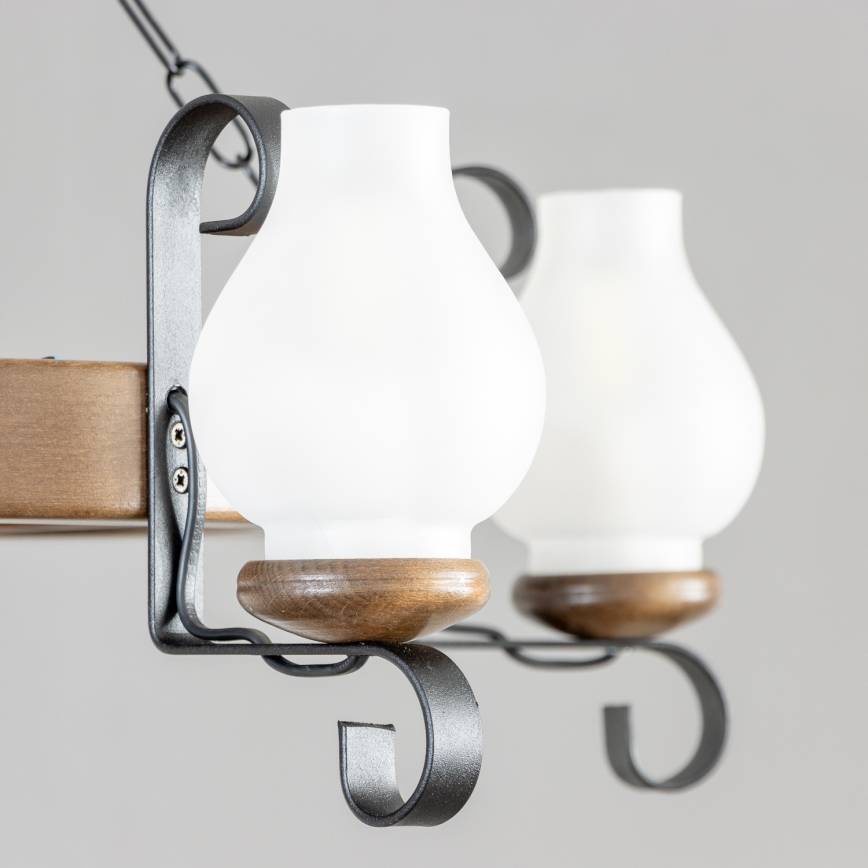 Brilagi - Candelabru cu lanț ROATA 5xE14/40W/230V Ø 70 cm fag/nuc