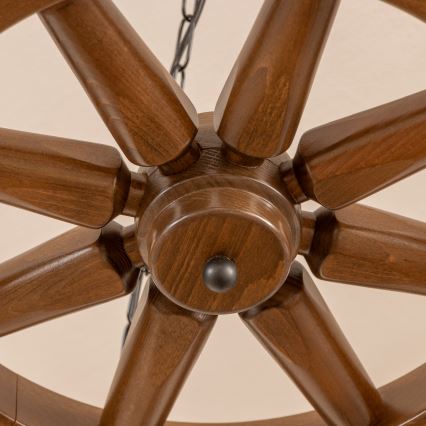 Brilagi - Candelabru cu lanț ROATA 5xE14/40W/230V Ø 70 cm fag/nuc