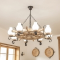 Brilagi - Candelabru cu lanț TIMONA 8xE14/40W/230V, finisaj stejar