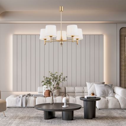 Brilagi - Candelabru cu tijă MONTE 5xE27/15W/230V crem/auriu