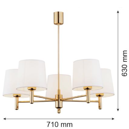 Brilagi - Candelabru cu tijă MONTE 5xE27/15W/230V crem/auriu
