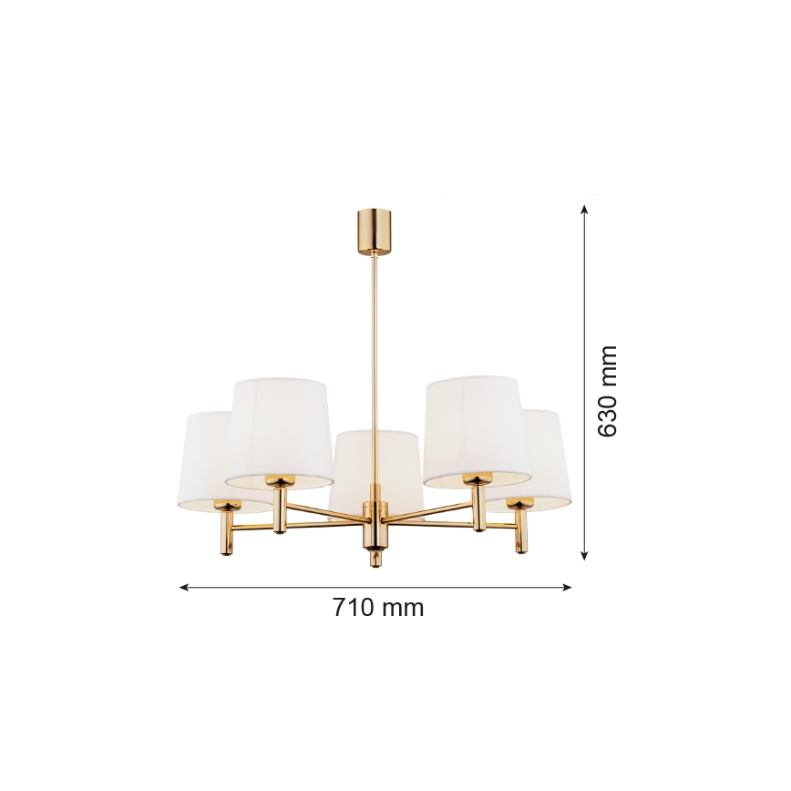 Brilagi - Candelabru cu tijă MONTE 5xE27/15W/230V crem/auriu