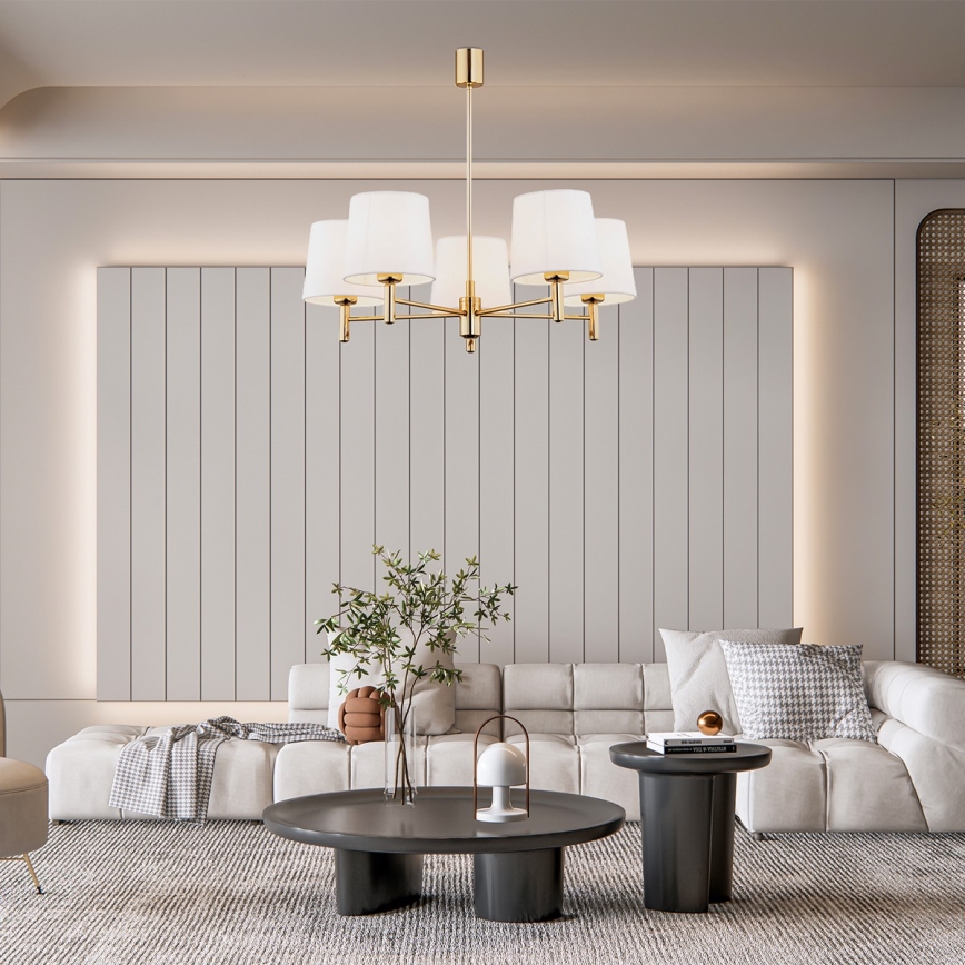 Brilagi - Candelabru cu tijă MONTE 5xE27/60W/230V crem/auriu
