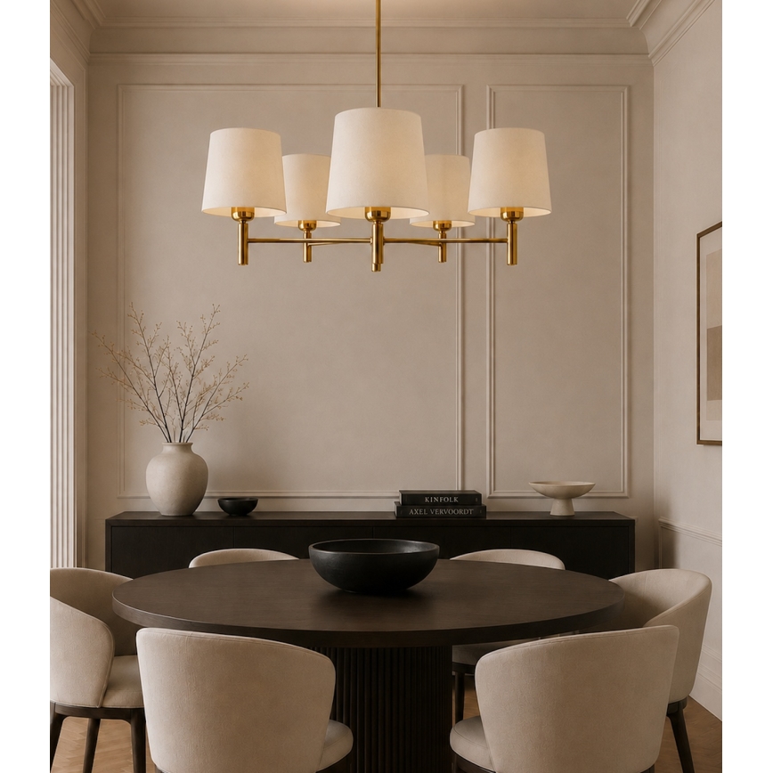 Brilagi - Candelabru cu tijă MONTE 5xE27/60W/230V crem/auriu