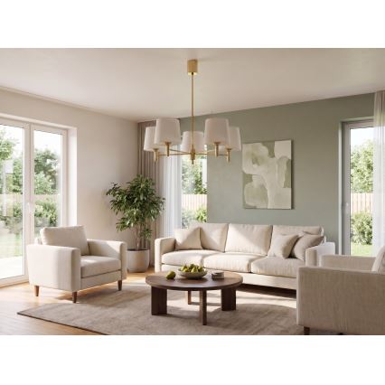 Brilagi - Candelabru cu tijă MONTE 5xE27/60W/230V crem/auriu