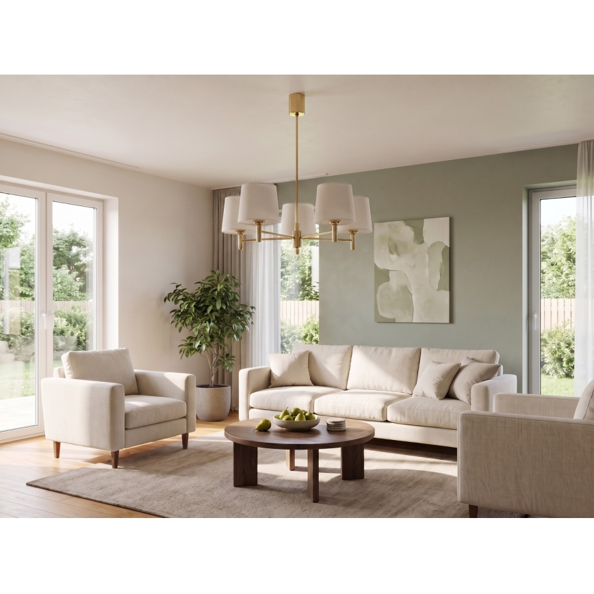Brilagi - Candelabru cu tijă MONTE 5xE27/60W/230V crem/auriu