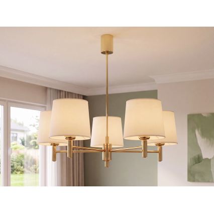Brilagi - Candelabru cu tijă MONTE 5xE27/60W/230V crem/auriu