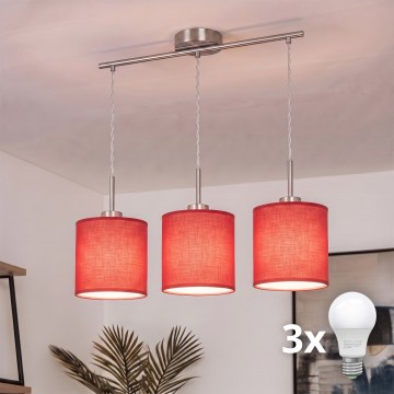 Brilagi - Candelabru LED pe cablu NUBILA 3xE27/60W/230V roșu