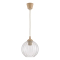 Brilagi - Candelabru LED pe cablu RETRO GLASS 1xE27/60W/230V Ø 18 cm bej/transparent