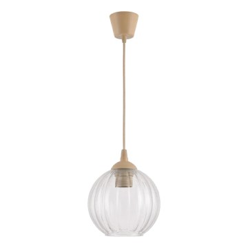 Brilagi - Candelabru LED pe cablu RETRO GLASS 1xE27/60W/230V Ø 18 cm bej/transparent