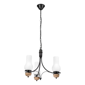 Brilagi - Candelabru LED pe lanț COTTAGE 3xE14/40W/230V stejar/negru/alb