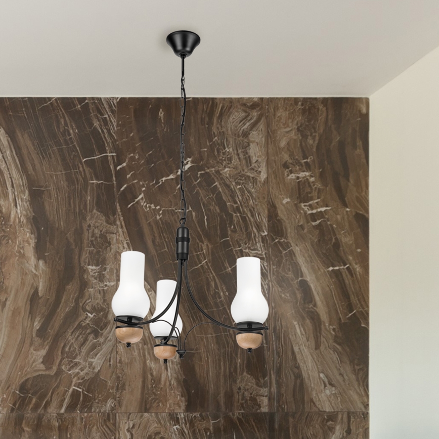 Brilagi - Candelabru LED pe lanț COTTAGE 3xE14/40W/230V stejar/negru/alb