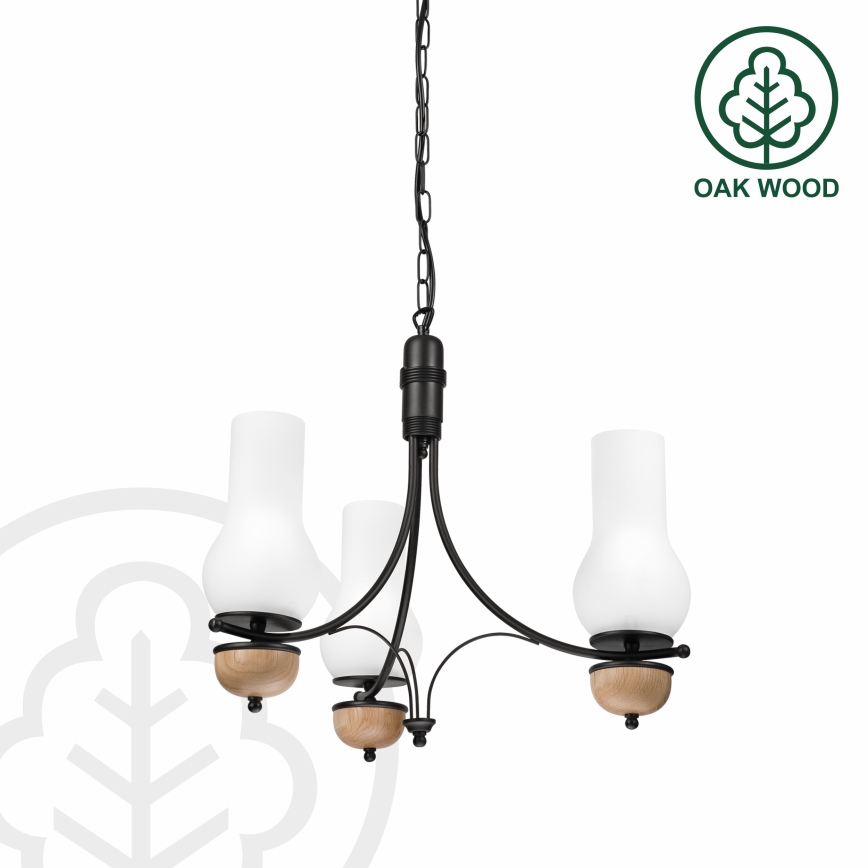 Brilagi - Candelabru LED pe lanț COTTAGE 3xE14/40W/230V stejar/negru/alb