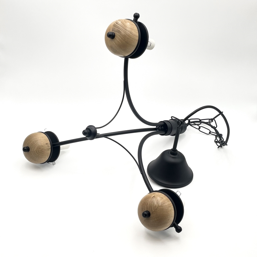 Brilagi - Candelabru LED pe lanț COTTAGE 3xE14/40W/230V stejar/negru/alb