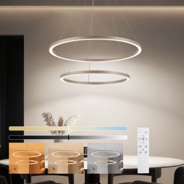 Brilagi - Candelabru LED reglabil, suspendat pe cablu PORTOFINO LED/98W/230V 3000-6000K diam. 80 cm bej + telecomandă