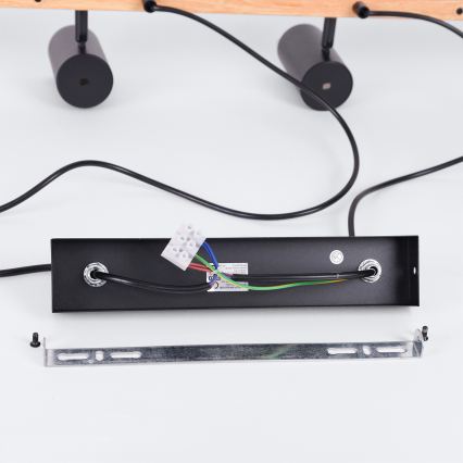 Brilagi - LED RGBW lustru reglabil suspendat pe cablu SELE 6xGU10/6,5W/230V 2700-6500K negru/decor stejar + telecomandă