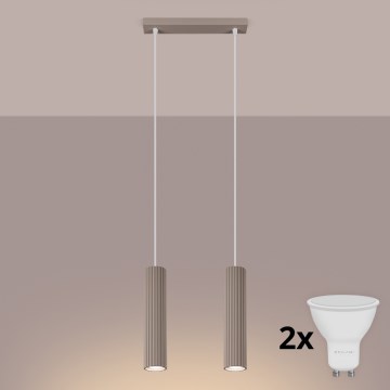 Brilagi - Candelabru LED suspendat pe cablu CRESTO 2xGU10/10W/230V taupe