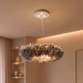 Brilagi - Candelabru LED suspendat pe cablu FEATHER 3xE27/40W/230V + 3xLED/3W Ø 50 cm, gri