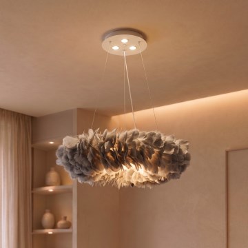 Brilagi - Candelabru LED suspendat pe cablu FEATHER 3xE27/40W/230V + 3xLED/3W Ø 50 cm, gri