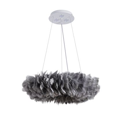 Brilagi - Candelabru LED suspendat pe cablu FEATHER 3xE27/40W/230V + 3xLED/3W Ø 50 cm, gri