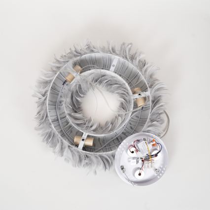 BRILAGI - Candelabru LED suspendat pe cablu FEATHER 3xE27/40W/230V + 3xLED/3W Ø 50 cm, gri
