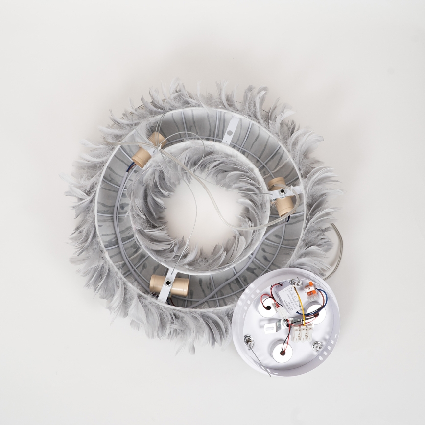 BRILAGI - Candelabru LED suspendat pe cablu FEATHER 3xE27/40W/230V + 3xLED/3W Ø 50 cm, gri
