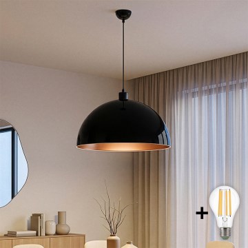 Brilagi - Candelabru LED suspendat pe cablu METALO 1xE27/40W/230V Ø 60 cm negru/cupru