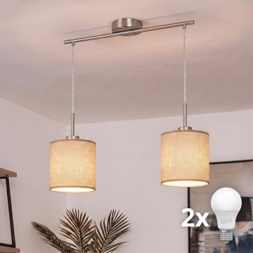 Brilagi - Candelabru LED suspendat pe cablu NUBILA 2xE27/60W/230V maro deschis