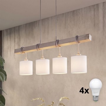 Brilagi - Candelabru LED suspendat pe cablu NUBILA 4xE27/60W/230V gri/alb