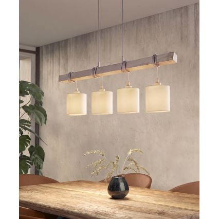 Brilagi - Candelabru LED suspendat pe cablu NUBILA 4xE27/60W/230V gri/crem