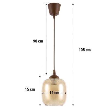 Brilagi - Lustră LED suspendată pe cablu RETRO GLASS 1xE27/60W/230V Ø 14 cm maro/maro fumuriu