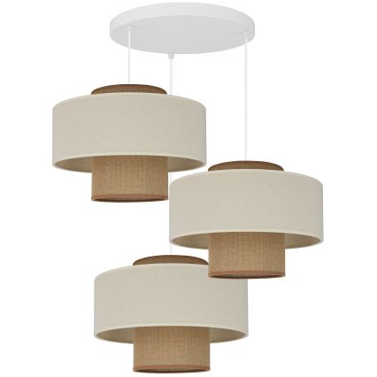 Brilagi - Candelabru suspendat pe cablu DALLAS 3xE27/15W/230V maro/crem/alb