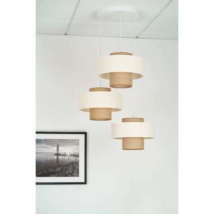 Brilagi - Candelabru suspendat pe cablu DALLAS 3xE27/15W/230V maro/crem/alb