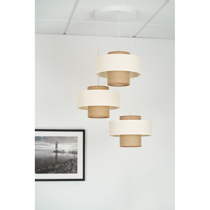 Brilagi - Candelabru suspendat pe cablu DALLAS 3xE27/15W/230V maro/crem/alb