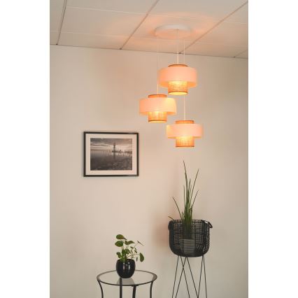 Brilagi - Candelabru suspendat pe cablu DALLAS 3xE27/15W/230V maro/crem/alb