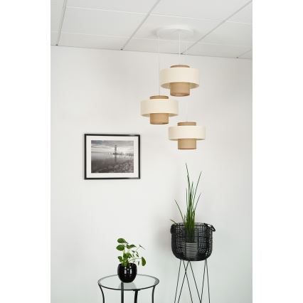 Brilagi - Candelabru suspendat pe cablu DALLAS 3xE27/15W/230V maro/crem/alb