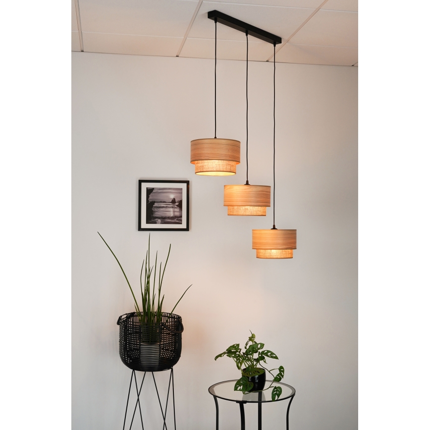 Brilagi - Candelabru suspendat pe cablu MONTANA BOHO 3xE27/15W/230V maro/negru