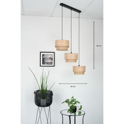 Brilagi - Candelabru suspendat pe cablu MONTANA BOHO 3xE27/15W/230V maro/negru
