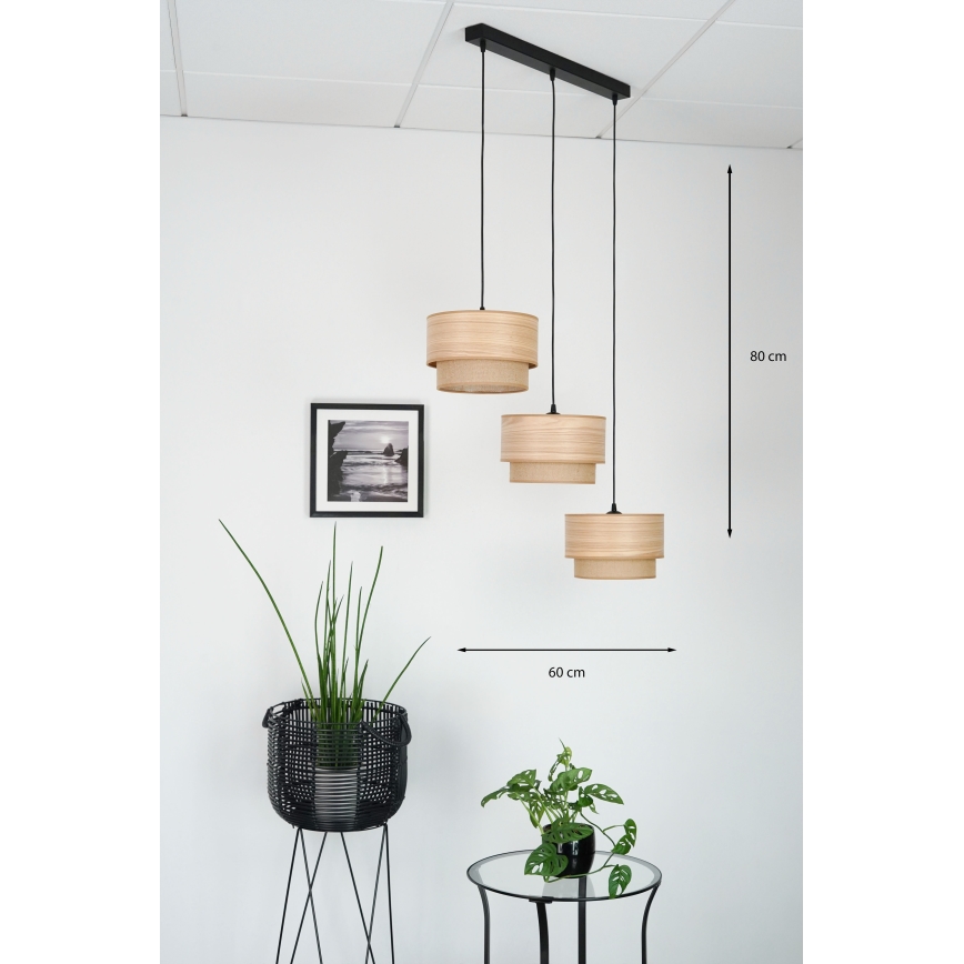 Brilagi - Candelabru suspendat pe cablu MONTANA BOHO 3xE27/15W/230V maro/negru