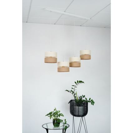 Brilagi - Candelabru suspendat pe cablu ROYAL YUTE 4xE27/15W/230V bej/crem/alb