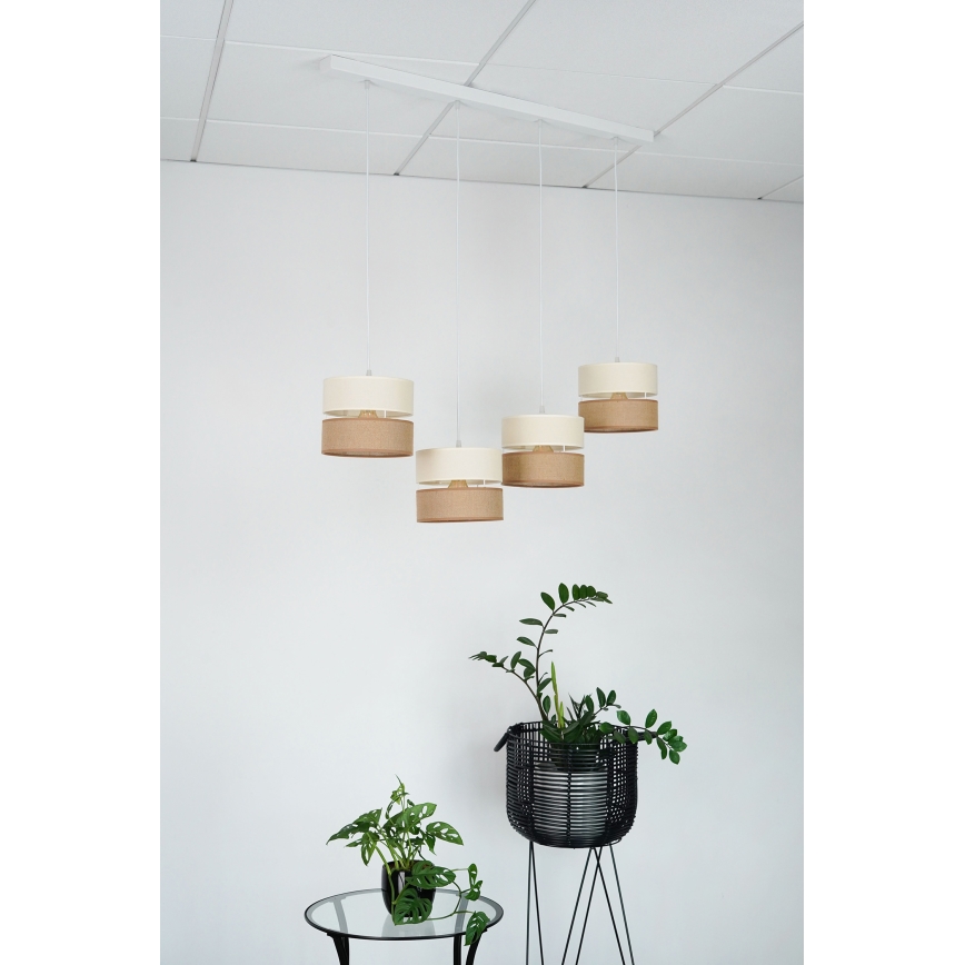 Brilagi - Candelabru suspendat pe cablu ROYAL YUTE 4xE27/15W/230V bej/crem/alb